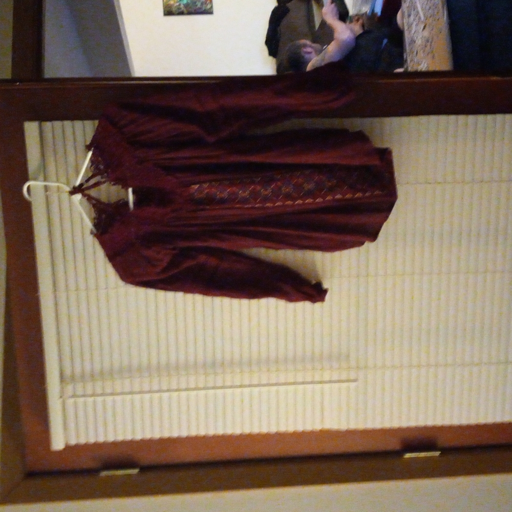 Maurices red boho shirt.  Women's large.